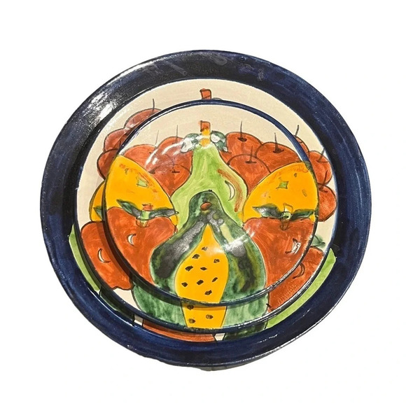 Dolores Hildago Signed Mexican Plates Set of Three Fruit Motif - Picture 4 of 14